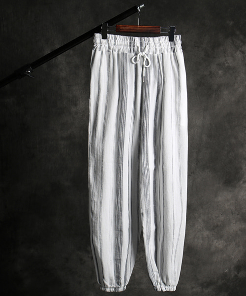 P-9581<br>stripe jogger banding pants