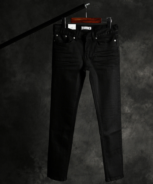 P-9717<br>coating black denim pants