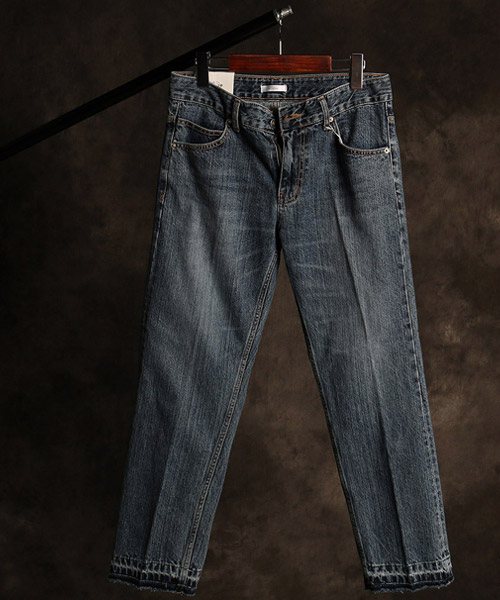 P-9853<br>color scheme vintage denim pants