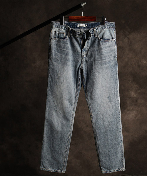 P-9848<br>back incision denim pants
