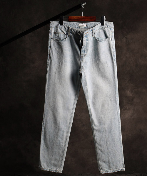 P-9847<br>back incision denim pants