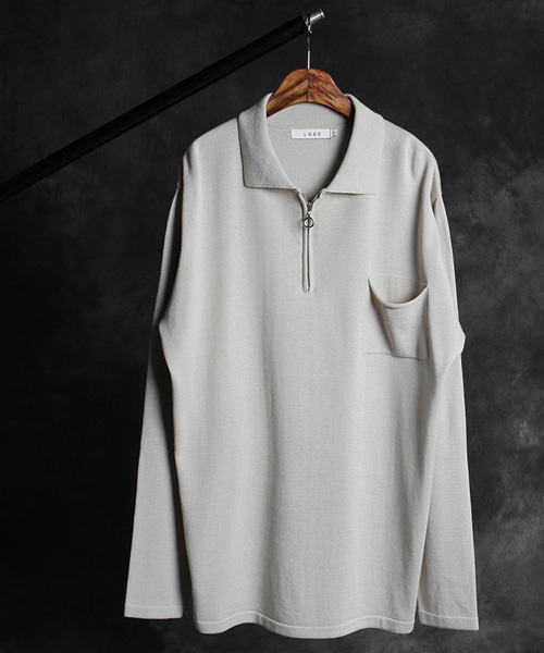 T-16523<br>zipper kara neck knit