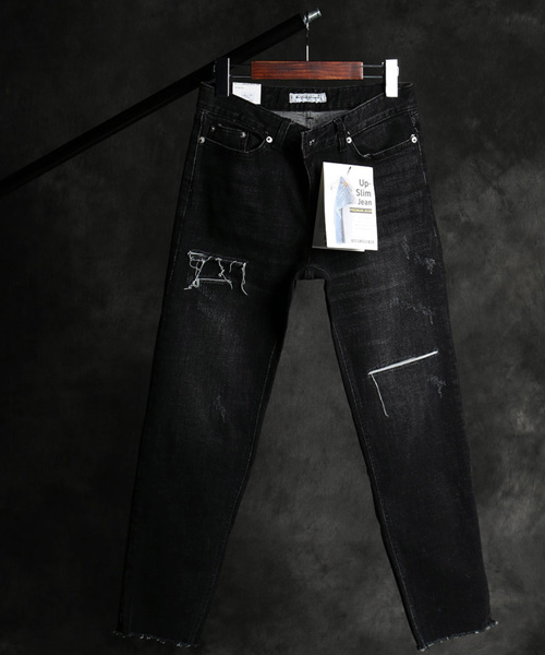 P-10011<br>damaged black denim pants