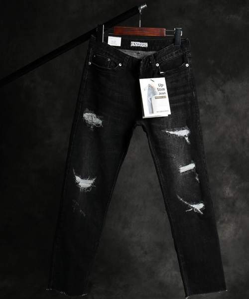 P-10012<br>damaged black denim pants