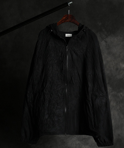 JK-15698<br>wrinkle pattern hood zip_up