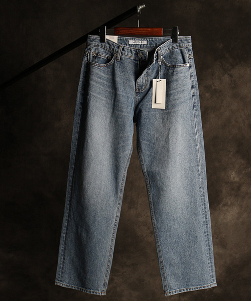 P-10869<br>vintage washing denim straight pants