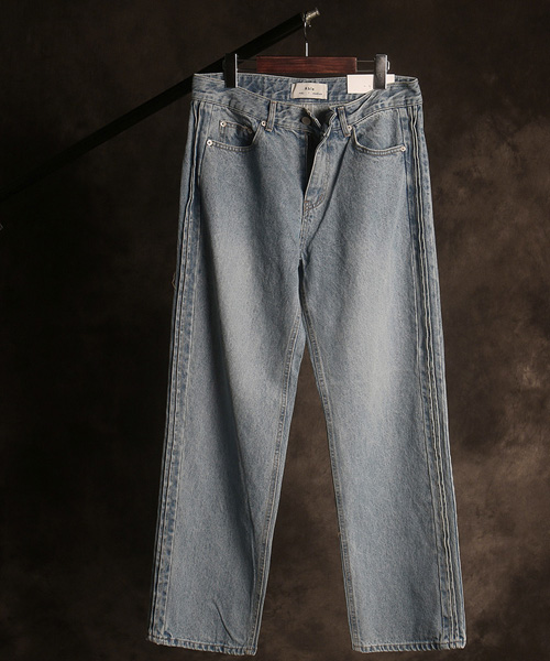 P-11605<br>wrinkle line denim wide pants