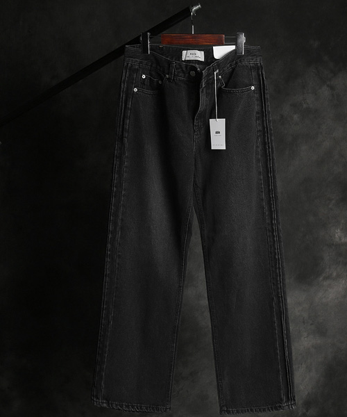 P-11606<br>wrinkle line denim wide pants