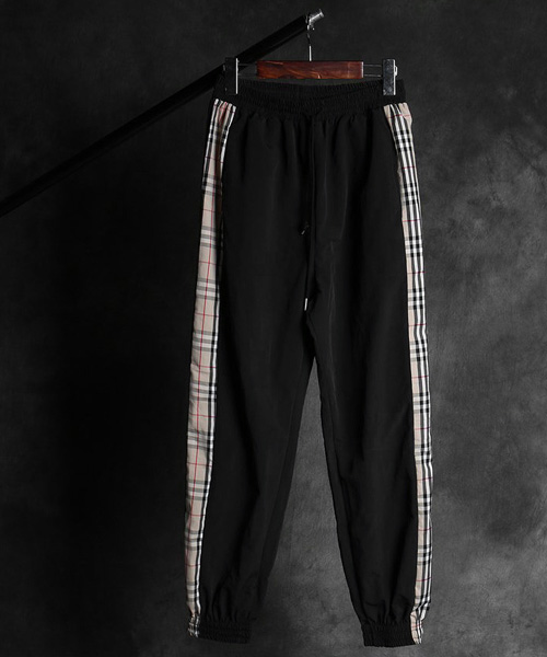 P-12107<br>check banding nylon pants