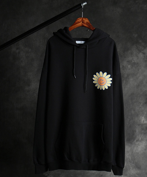 T-20818<br>flower smile printing hoodie