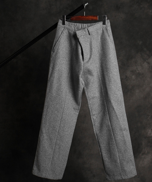 P-12571<br>incision line wool wide pants