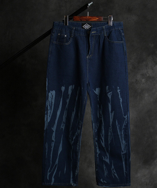 P-12667<br>painting denim wide pants