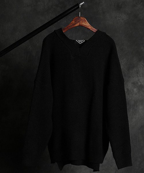 T-22198<br>incision knit hoodie