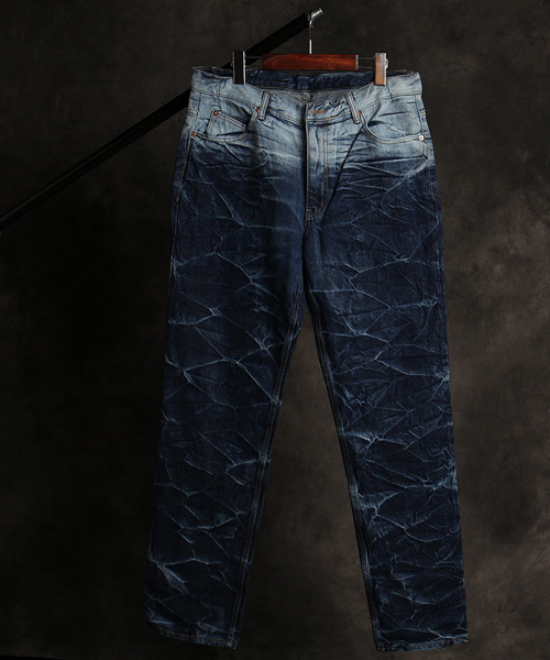 P-12613<br>wrinkle blue denim pants