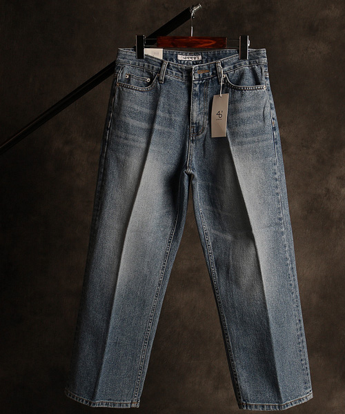 P-12717<br>vintage washing straight denim pants