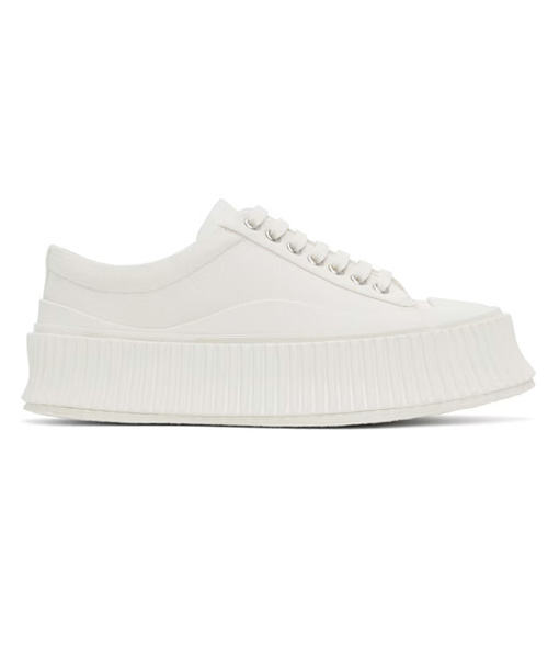 A-38357<br><b>JIL SANDER</b><br>화이트 캔버스 플랫폼 스니커즈</b><br>[매장가-70만원대]