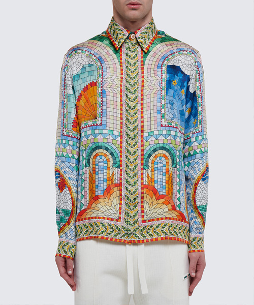 S-4866<br><b>CASA BLANCA</b><br>모자이크 실크 셔츠</b><br>[매장가-100만원대]
