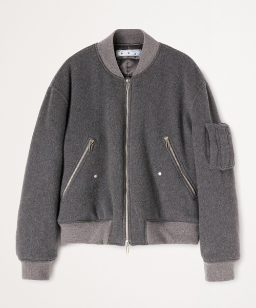 JK-22844<br><b>OFF-WHITE</b><br>엠브로이더드 슬로건 봄버 자켓</b><br>[매장가-500만원대]