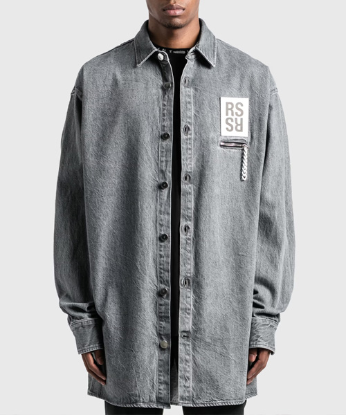 S-4941<br><b>RAF SIMONS</b><br>지퍼 포켓 오버사이즈핏 데님 셔츠</b><br>[매장가-100만원대]