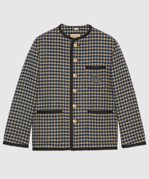 JK-22865<br><b>GUCCI</b><br>인터로킹 G 울 깅엄 자켓</b><br>[매장가-550만원대]