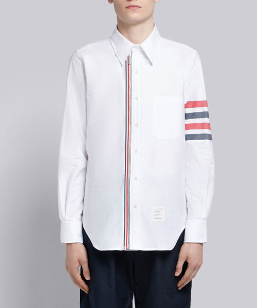 S-4961<br><b>THOM BROWNE</b><br>옥스포드 바이컬러 4바 집 프런트 셔츠</b><br>[매장가-100만원대]