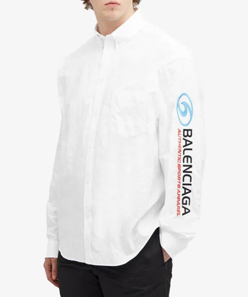 S-4979<br><b>BALENCIAGA</b><br>로고 버튼 다운 셔츠</b><br>[매장가-100만원대]