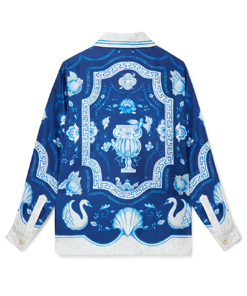 S-4998<br><b>CASA BLANCA</b><br>PLAT A DESSERT BLEU CUBAN COLLAR SILK SHIRT</b><br>[매장가-100만원대]