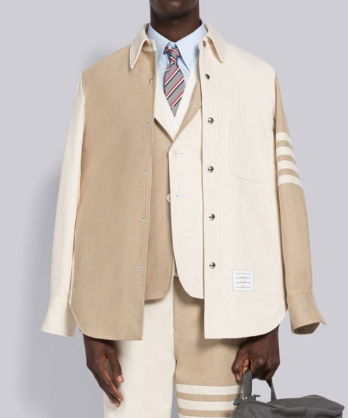 S-4962<br><b>THOM BROWNE</b><br>펀믹스 셀비지 데님 스냅 프론트 셔츠 재킷</b><br>[매장가-100만원대]