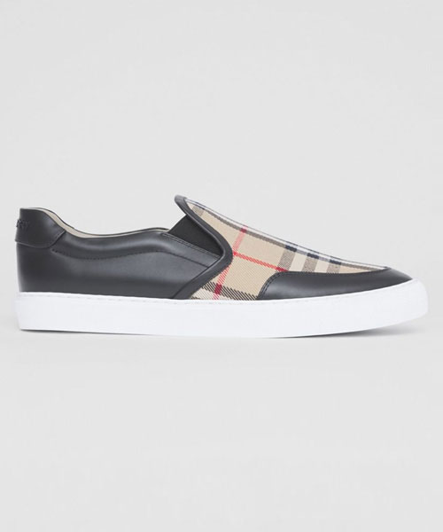 A-39699<br><b>BURBERRY</b><br>가죽 & 빈티지 체크 슬립온 스니커즈</b><br>[매장가-90만원대]