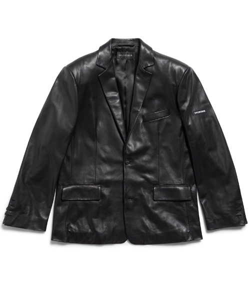 JK-23025<br><b>BALENCIAGA</b><br>로고 패치 가죽 자켓</b><br>[매장가-700만원대]