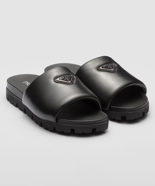 A-39706<br><b>PRADA</b><br>패딩 나파 가죽 슬리퍼</b><br>[매장가-100만원대]