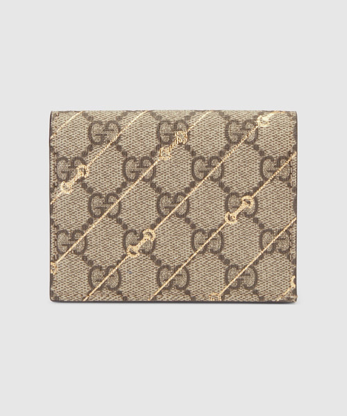 A-39457<br><b>GUCCI</b><br>카드 케이스 지갑 홀스빗 프린트 베이지 에보니 슈프림</b><br>[매장가-50만원대]