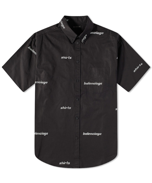 S-5097<br><b>BALENCIAGA</b><br>로고 패턴 프린트 숏 슬리브 셔츠</b><br>[매장가-160만원대]