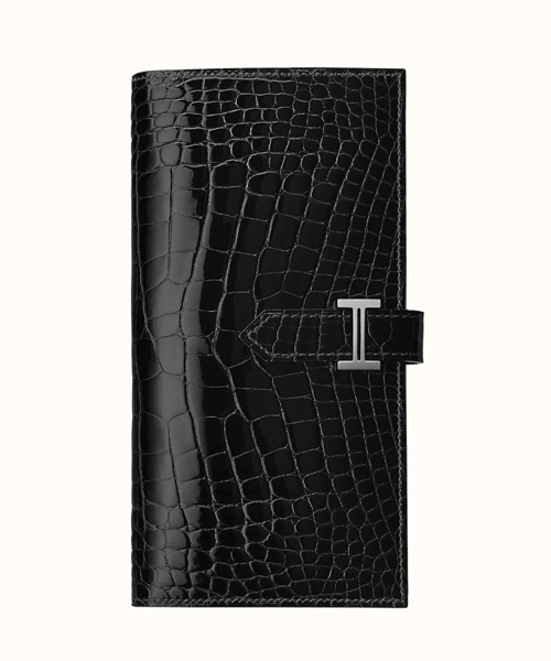 A-39660<br><b>HERMES</b><br>엘리게이터 베안 장지갑 브루고뉴 은장</b><br>[매장가-1300만원대]