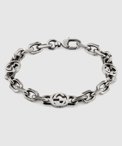 A-39938<br><b>GUCCI</b><br>인터로킹 실버 브레이슬릿</b><br>[매장가-40만원대]