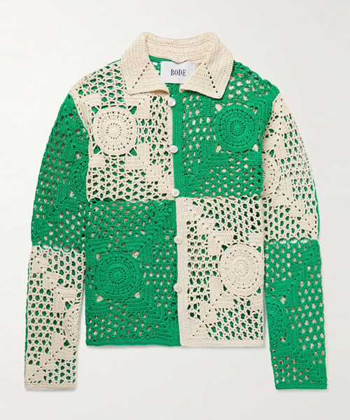 JK-23059<br><b>BODE</b><br>COLOUR-BLOCK CROCHET-KNIT COTTON SHIRT</b><br>[매장가-100만원대]