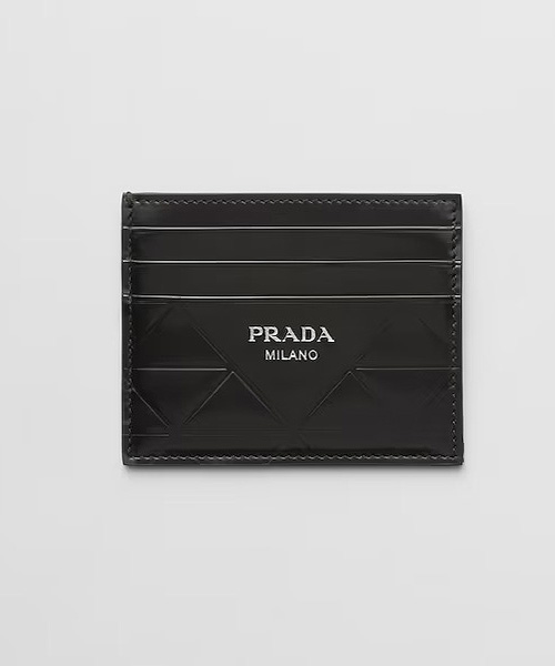 A-39818<br><b>PRADA</b><br>브러쉬 가죽 신용 카드 홀더</b><br>[매장가-60만원대]