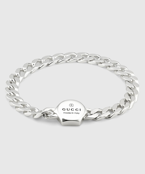 A-39787<br><b>GUCCI</b><br>스텔링 실버 로고 브레이슬릿</b><br>[매장가-70만원대]