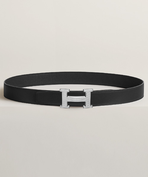A-40334<br><b>HERMES</b><br>H GUILLOCHEE 벨트 버클 & 리버서블 가죽 스트랩 32MM</b><br>[매장가-140만원대]