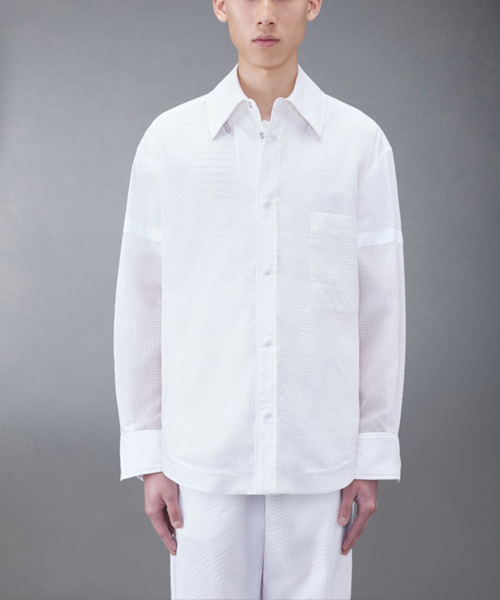 S-5182<br><b>THOM BROWNE</b><br>울트라라이트 립스탑 오버사이즈 셔츠 재킷</b><br>[매장가-300만원대]