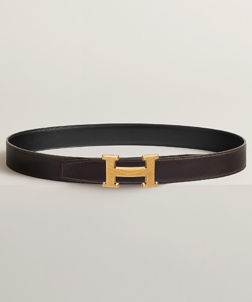 A-40331<br><b>HERMES</b><br>H GUILLOCHEE 벨트 버클 & 리버서블 가죽 스트랩 32MM</b><br>[매장가-140만원대]