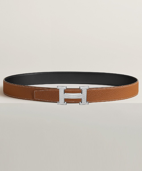 A-40332<br><b>HERMES</b><br>H GUILLOCHEE 벨트 버클 & 리버서블 가죽 스트랩 32MM</b><br>[매장가-140만원대]