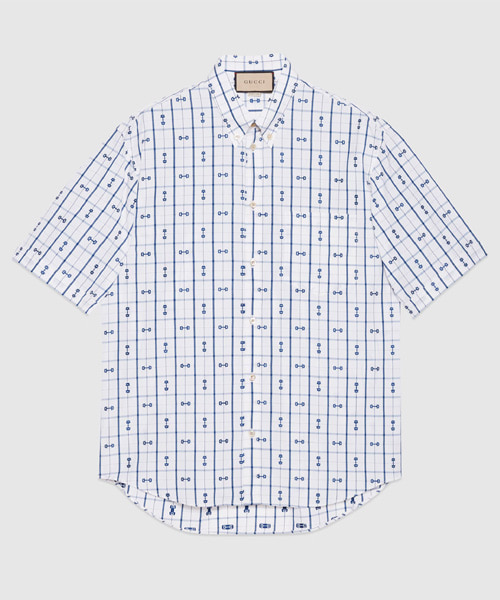 S-5219<br><b>GUCCI</b><br>홀스빗 프린트 코튼 셔츠</b><br>[매장가-100만원대]