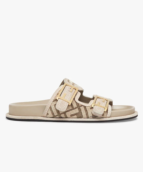 A-40681<br><b>FENDI</b><br>도브 그레이 FF 셔닐 슬라이드</b><br>[매장가-140만원대]