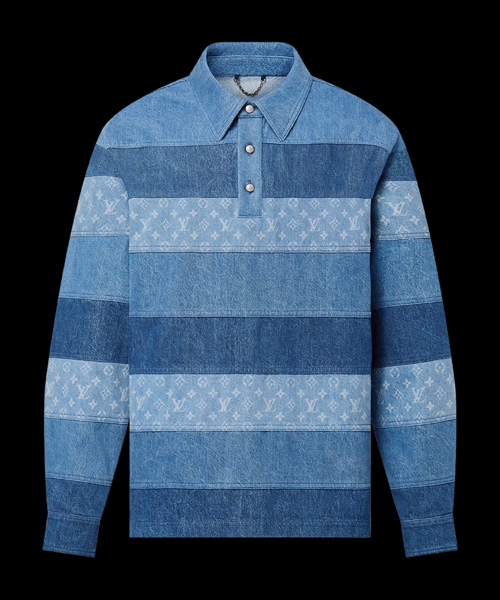 T-30141<br><b>LOUIS VUITTON</b><br>패치워크 롱 슬리브 데님 폴로 셔츠</b><br>[매장가-470만원대]