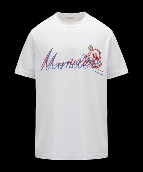 T-30074<br><b>MONCLER</b><br>핸드라이팅 코튼 티셔츠</b><br>[매장가-50만원대]