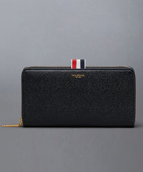 A-40985<br><b>THOM BROWNE</b><br>페블 그레인 레더 슬림 지퍼 장지갑</b><br>[매장가-100만원대]