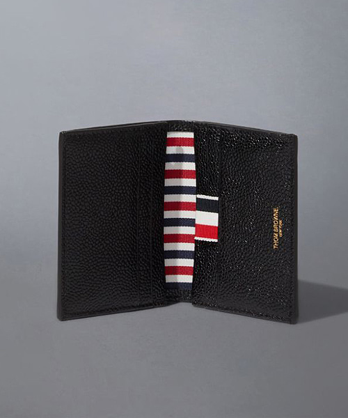 A-40990<br><b>THOM BROWNE</b><br>블랙 페블 그레인 가죽 더블 카드홀더</b><br>[매장가-60만원대]