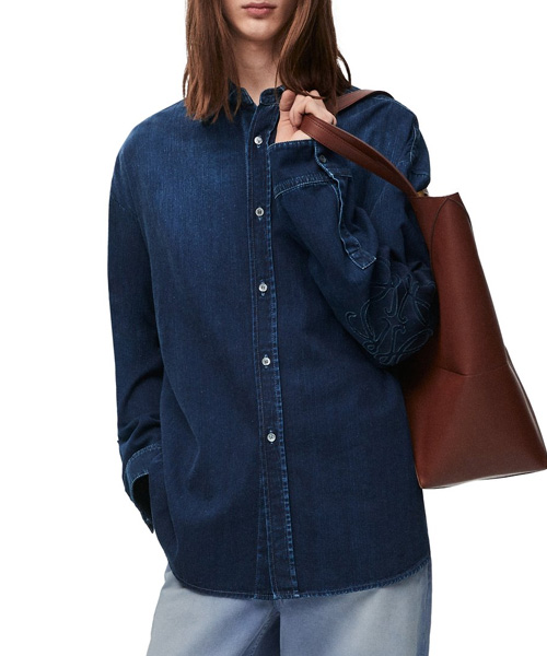 S-5354<br><b>LOEWE</b><br>애너그램 워시드 인디고 데님 오버셔츠</b><br>[매장가-160만원대]