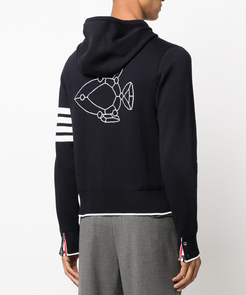 JK-23341<br><b>THOM BROWNE</b><br>피쉬 아이콘 자카드 후드 집업</b><br>[매장가-300만원대]